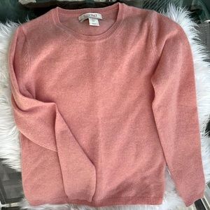 NWOT WOMEN ELLEN TRACY 100% CASHMERE PULLOVER CREW-NECK Coral  SWEATER Sz S